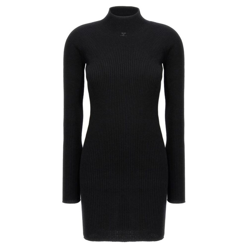 Courrèges Black Cotton Short Women's Dress